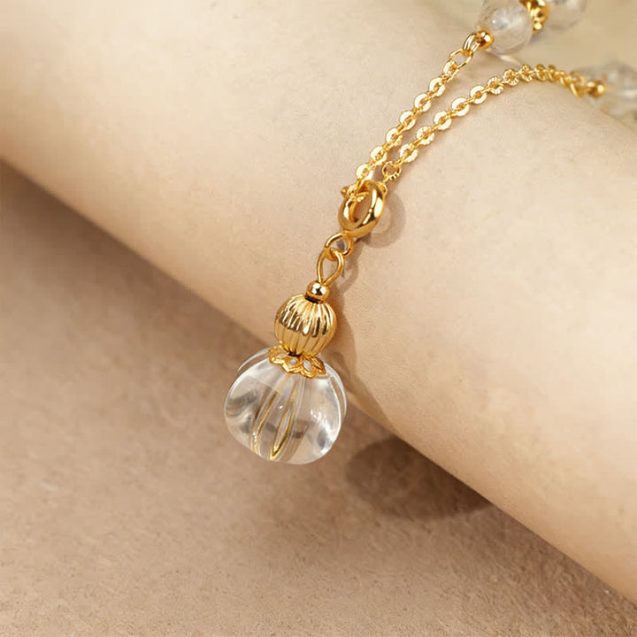 Buddha Stones 天然クリアクォーツ銅コインヒーリングネックレス - image 4