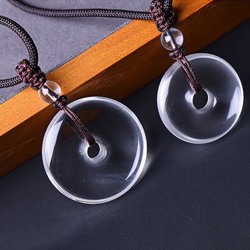 Buddha Stones 天然クリアクォーツピース平和のお守りチャームプロテクションロープネックレス - image 12