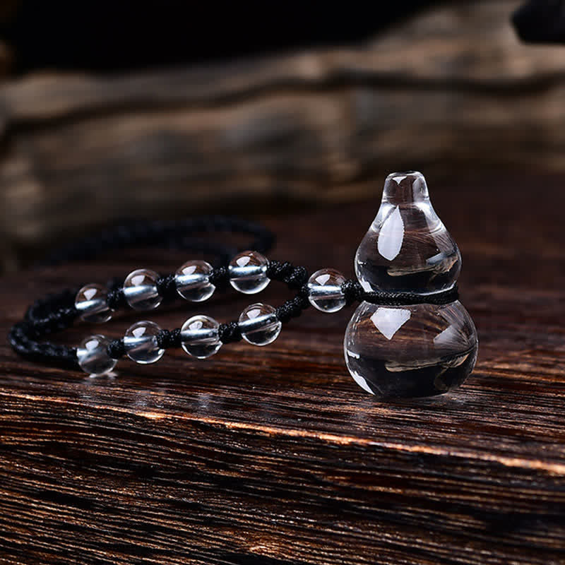 Buddha Stones 天然クリアクォーツひょうたん型保護ビーズロープネックレス - image 3