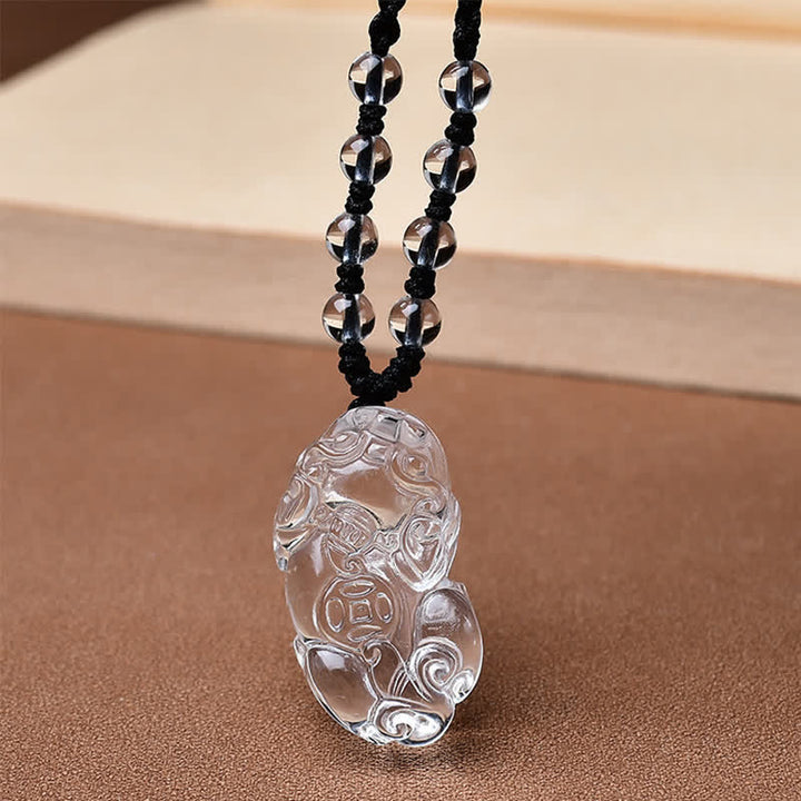 Buddha Stones 天然クリアクォーツ貔貅（PiXiuビーズロープネックレス - image 1