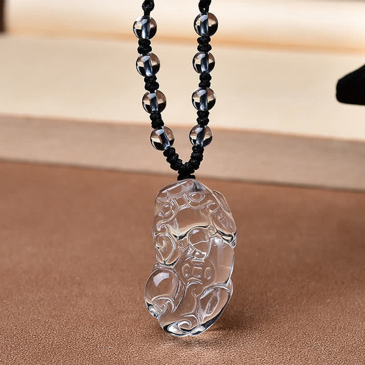 Buddha Stones 天然クリアクォーツ貔貅（PiXiuビーズロープネックレス - image 2