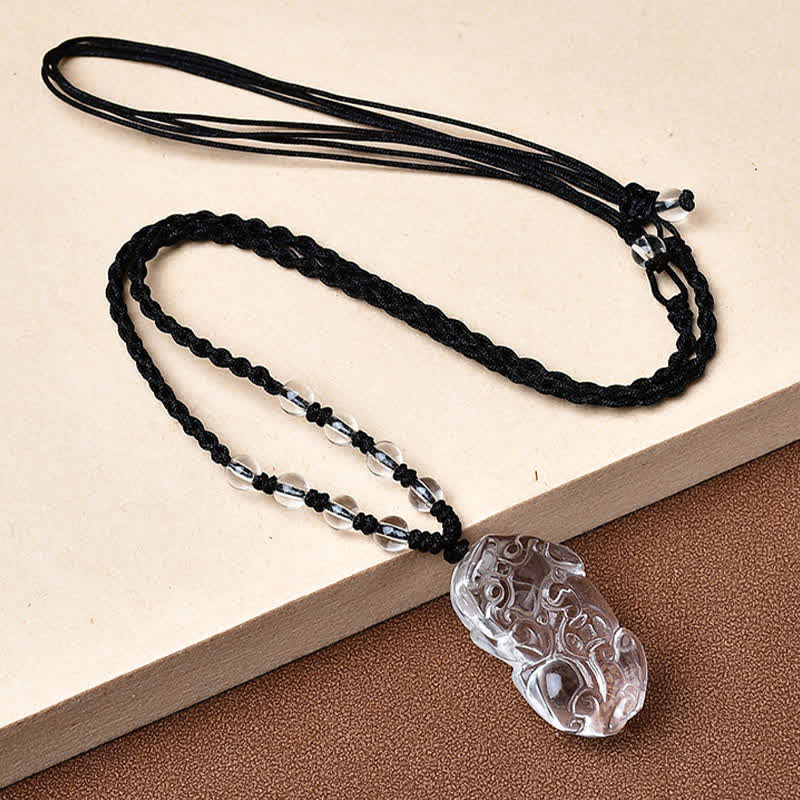 Buddha Stones 天然クリアクォーツ貔貅（PiXiuビーズロープネックレス - 左を向いたPiXiu - 透明水晶（33×18.8×11mm） - image 7