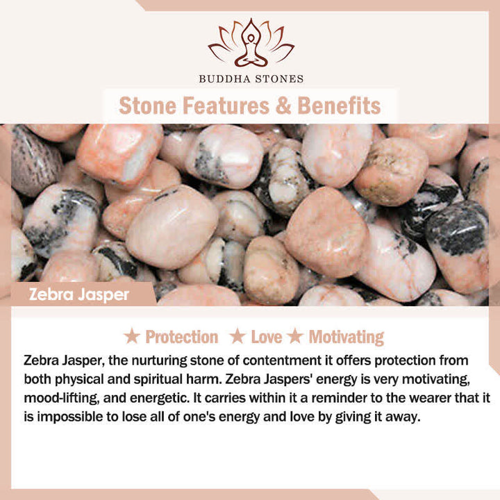 Buddha Stones ゼブラジャスパーと蓮の花をモチーフにした悟りのビーズブレスレット 3個セット - image 7
