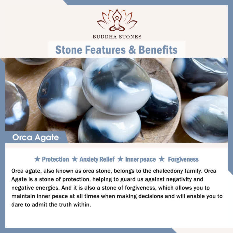 Buddha Stones シャチ瑪瑙の陰陽調和ラウンドビーズブレスレット - image 4