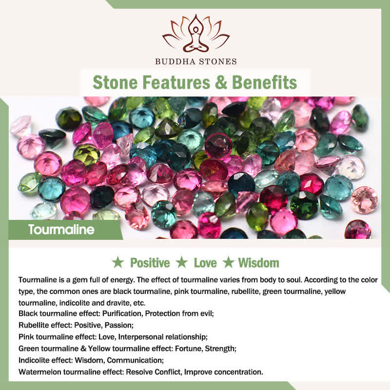 Buddha Stones 12mm天然クリスタルアクアマリントルマリンビーズヒーリングネックレス - image 5