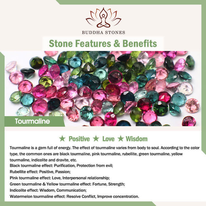 Buddha Stones 12mm天然クリスタルアクアマリントルマリンビーズヒーリングネックレス - image 5