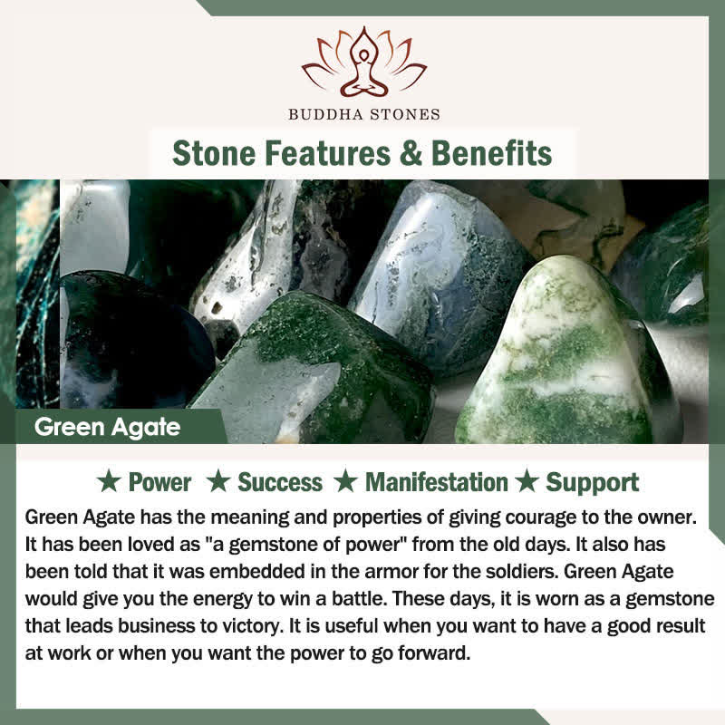 Buddha Stones 天然グリーンアゲート製スクエア型竹製銅製調節可能リング - image 8