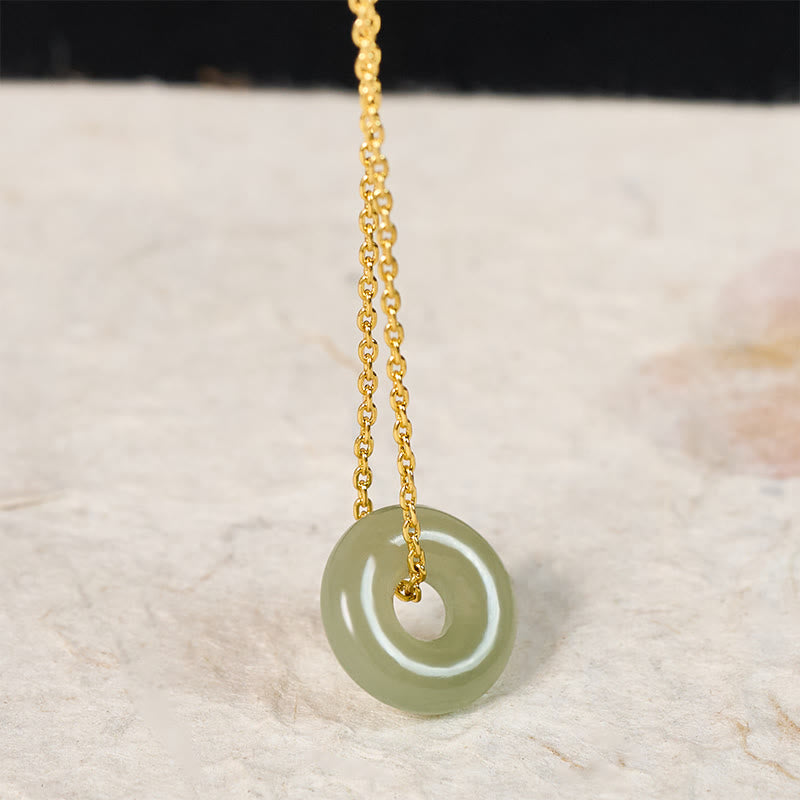 Buddha Stones 天然グリーンジェイドの平和のお守りチャーム豊かさネックレスペンダント - image 3