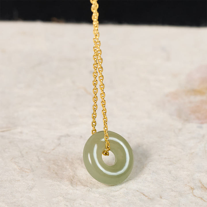 Buddha Stones 天然グリーンジェイドの平和のお守りチャーム豊かさネックレスペンダント - image 3
