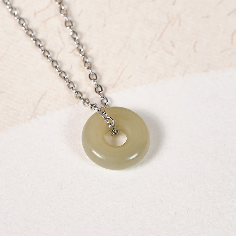 Buddha Stones 天然グリーンジェイドの平和のお守りチャーム豊かさネックレスペンダント - image 10