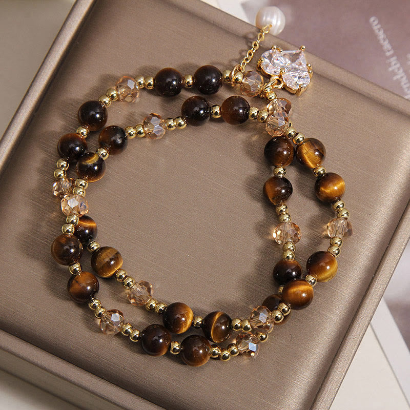 Buddha Stones 天然タイガーアイ ラブハート ダブルラップ守護ブレスレット - image 3