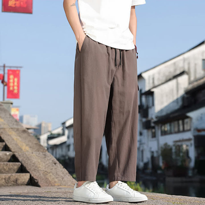Buddha Stones 夏物カジュアル ドローストリング刺繍入りメンズハーレムパンツ（ポケット付き） - image 18