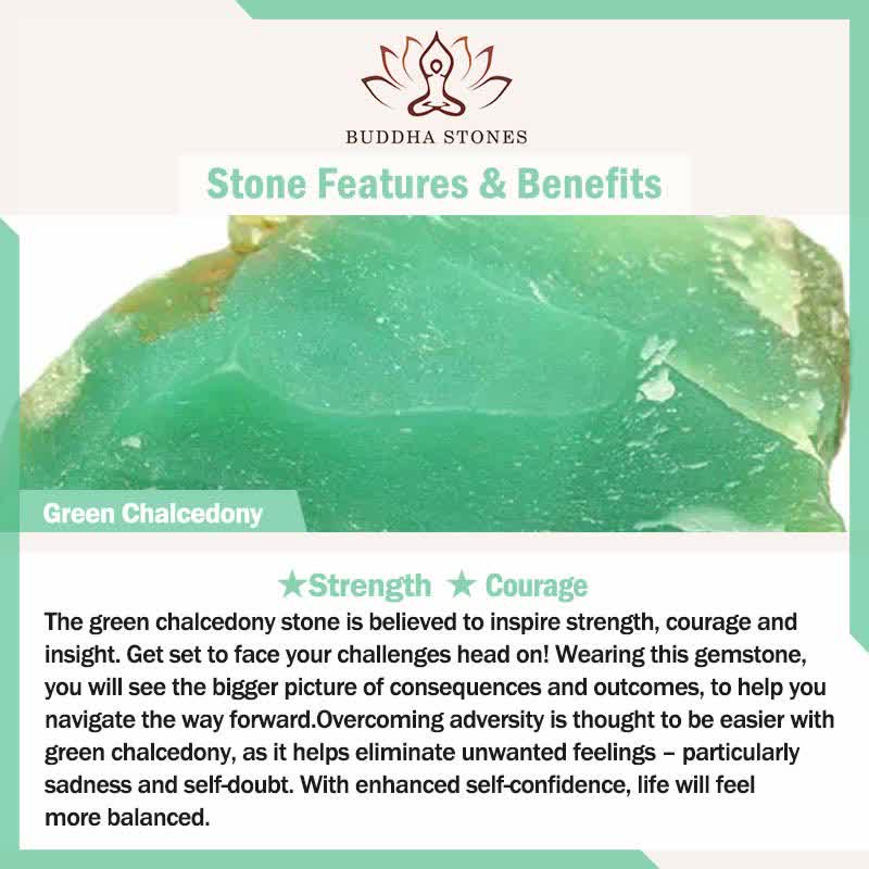 Buddha Stones 天然グリーンカルセドニー、ピンクカルセドニー、フラワー勇気ネックレス - image 4