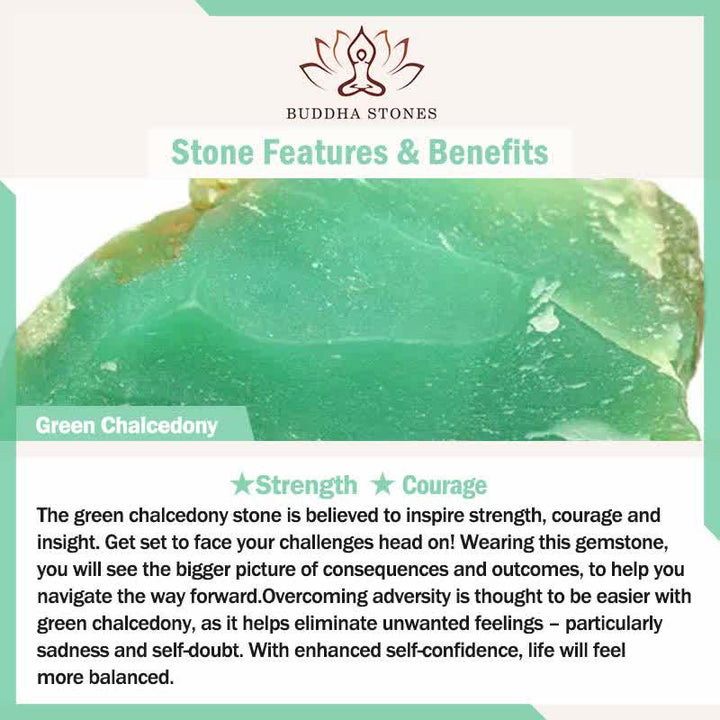 Buddha Stones 天然グリーンカルセドニー平和のお守りチャーム強度ネックレス - image 4