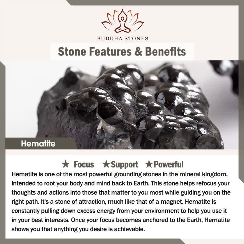 Buddha Stones ソーダライト・ヘマタイト製グラウンディングキューブスペーサーブレスレット - image 10