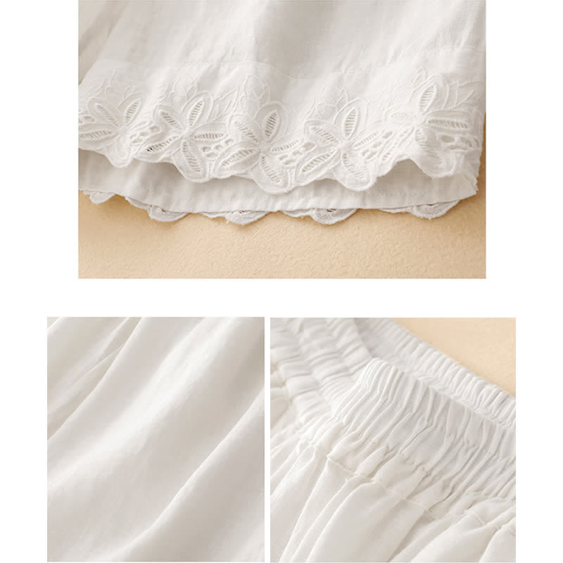 Buddha Stones 夏用リネンコットン素材のレディースクロップドワイドレッグパンツ（ポケット付き） - image 5