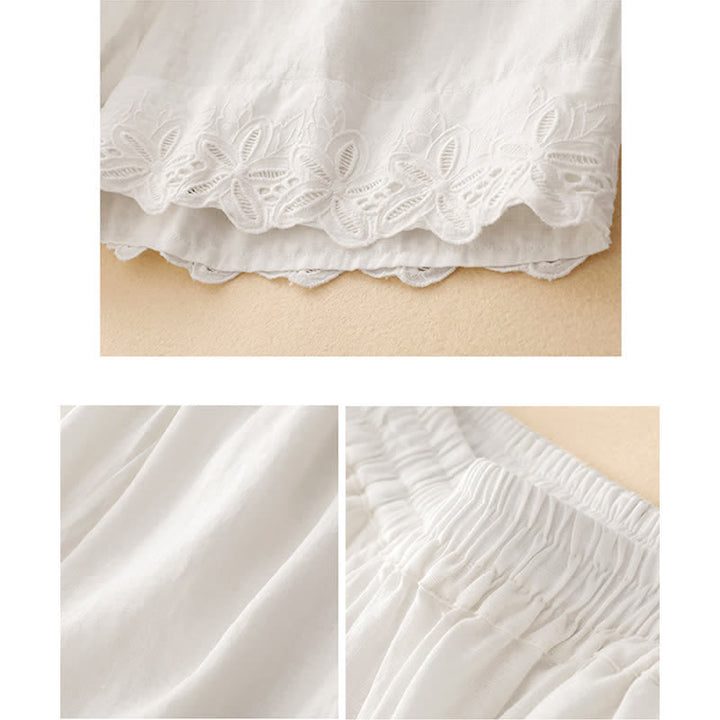 Buddha Stones 夏用リネンコットン素材のレディースクロップドワイドレッグパンツ（ポケット付き） - image 5