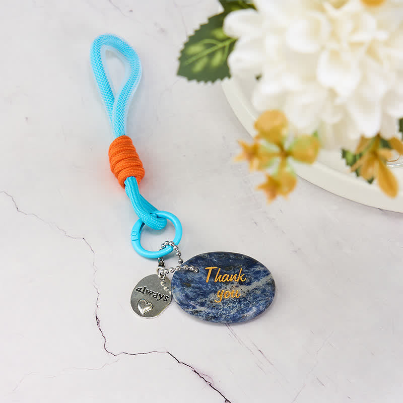 Buddha Stones サンキューギフト 天然ソーダライト 心を落ち着かせるキーホルダー 吊り下げ装飾 - image 1