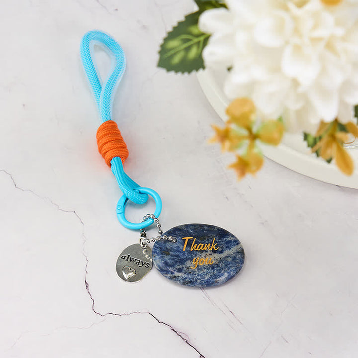 Buddha Stones サンキューギフト 天然ソーダライト 心を落ち着かせるキーホルダー 吊り下げ装飾 - image 1