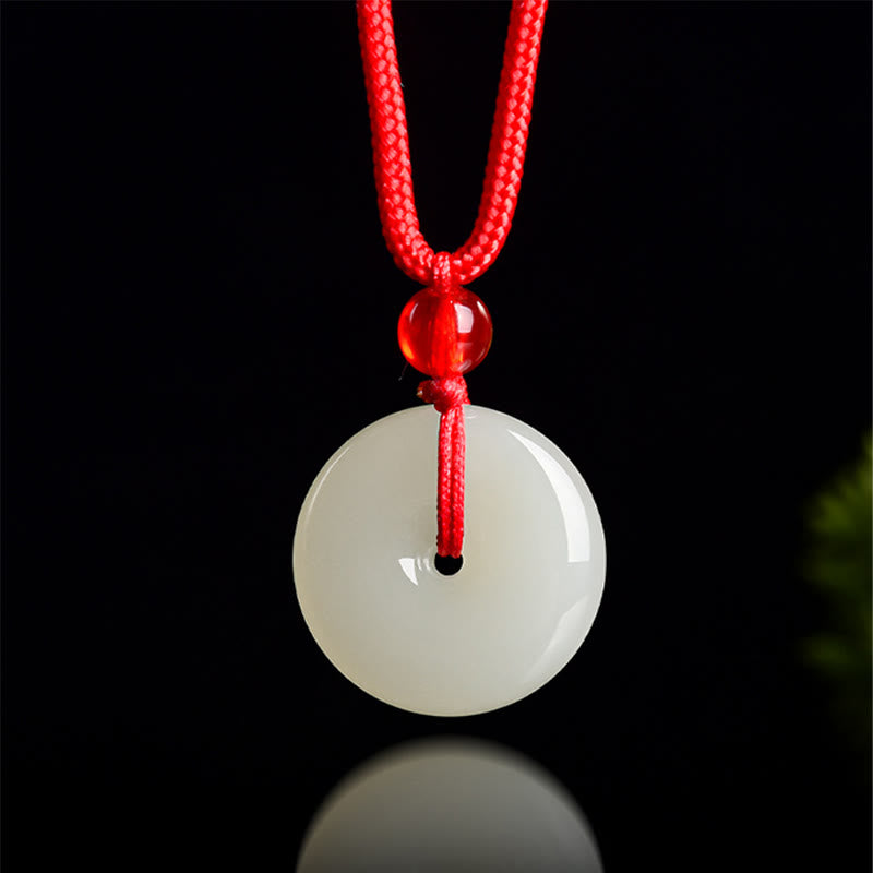 Buddha Stones 翡翠の平和のお守りチャーム、豊穣の赤いロープネックレスペンダント - image 8
