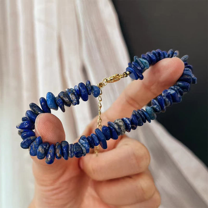 Buddha Stones 天然の不規則なデザインのラピスラズリ（ラズライト）幸運を呼ぶブレスレット - image 4