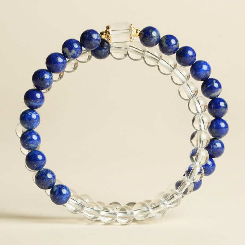 Buddha Stones ラピスラズリとクリアクォーツのバランスビーズブレスレット - image 1