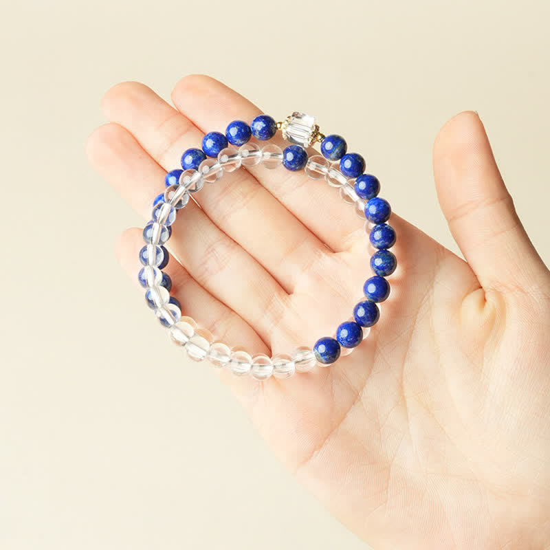 Buddha Stones ラピスラズリとクリアクォーツのバランスビーズブレスレット - image 4