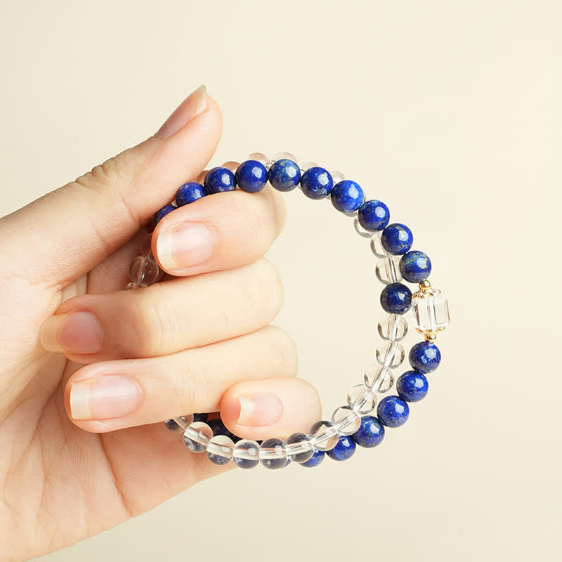 Buddha Stones ラピスラズリとクリアクォーツのバランスビーズブレスレット - image 6