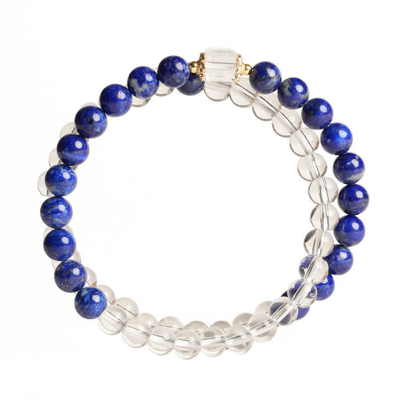 Buddha Stones ラピスラズリとクリアクォーツのバランスビーズブレスレット - image 8