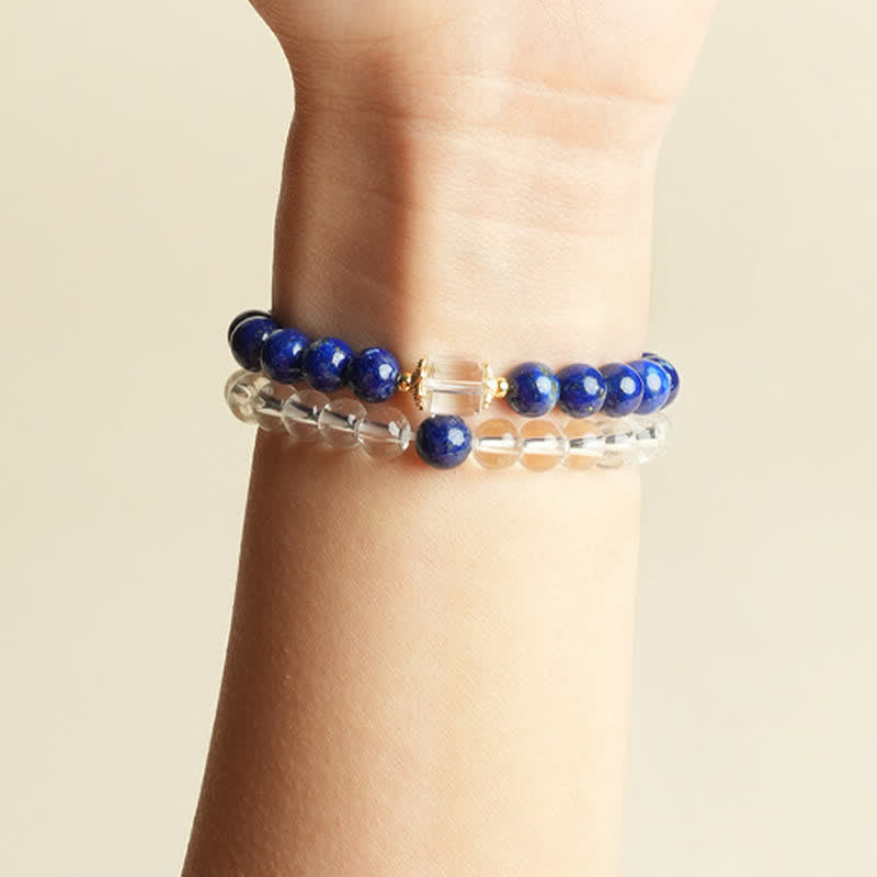 Buddha Stones ラピスラズリとクリアクォーツのバランスビーズブレスレット - image 7