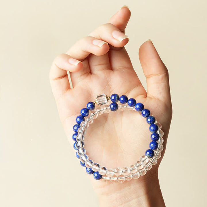 Buddha Stones ラピスラズリとクリアクォーツのバランスビーズブレスレット - image 5