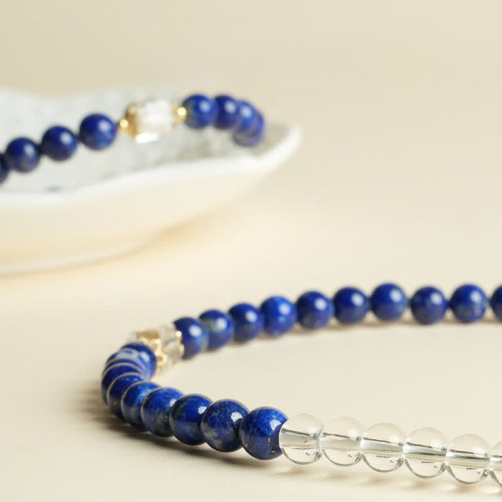 Buddha Stones ラピスラズリとクリアクォーツのバランスビーズブレスレット - image 13