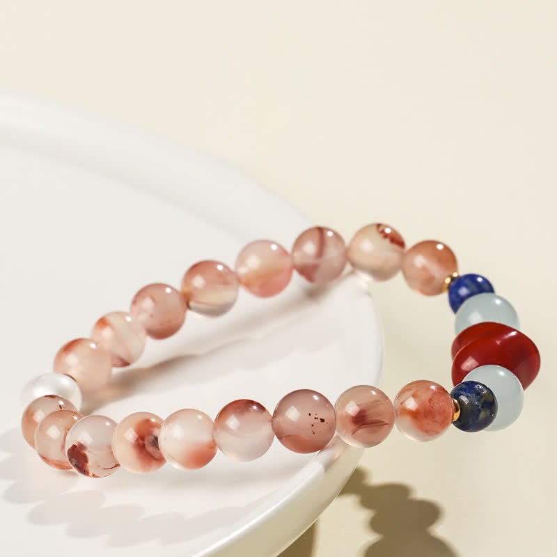 Buddha Stones ハートデザイン サウスレッドアゲート ラピスラズリ成就ブレスレット - image 4