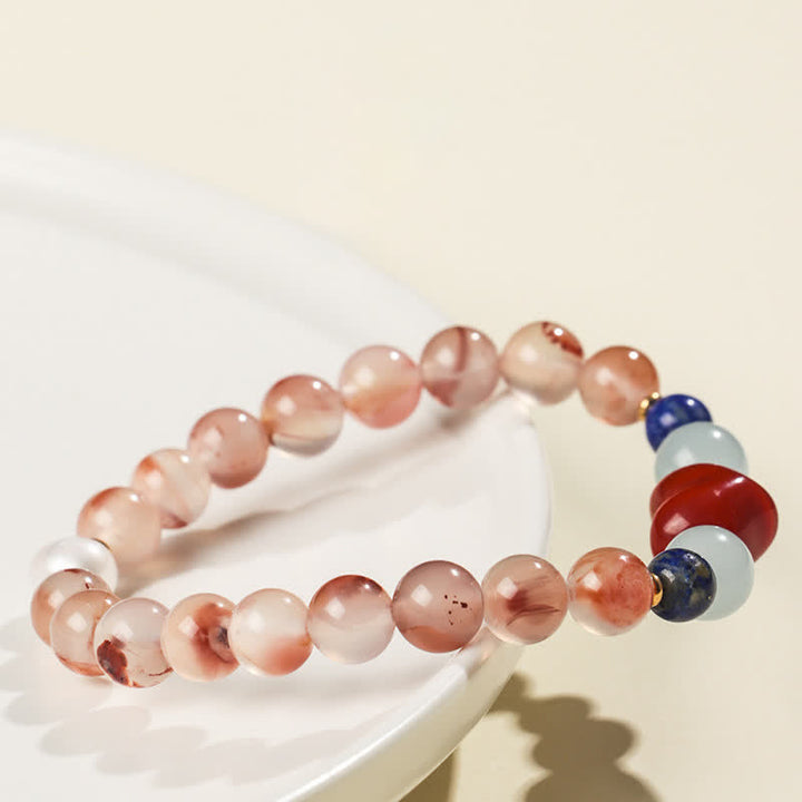 Buddha Stones ハートデザイン サウスレッドアゲート ラピスラズリ成就ブレスレット - image 4