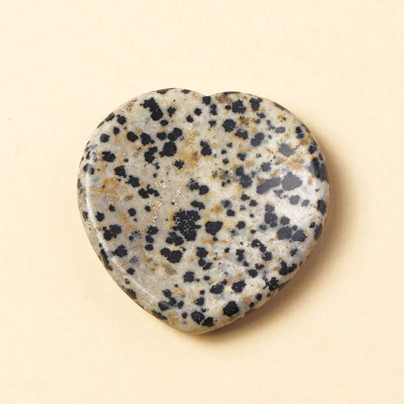Buddha Stones ハート型の心配解消ストーン オパール ローズクォーツ モチベーション クリスタル装飾 4*4*0.7cm - 天然ダルメシアンジャスパー（色合いは個体差があります） - 4×4×0.7cm - image 20