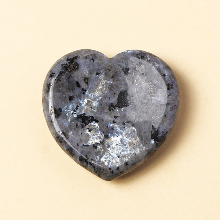 Buddha Stones ハート型の心配解消ストーン オパール ローズクォーツ モチベーション クリスタル装飾 4*4*0.7cm - 天然ブラックグリッターストーン（色味は個体差があります） - 4×4×0.7cm - image 14