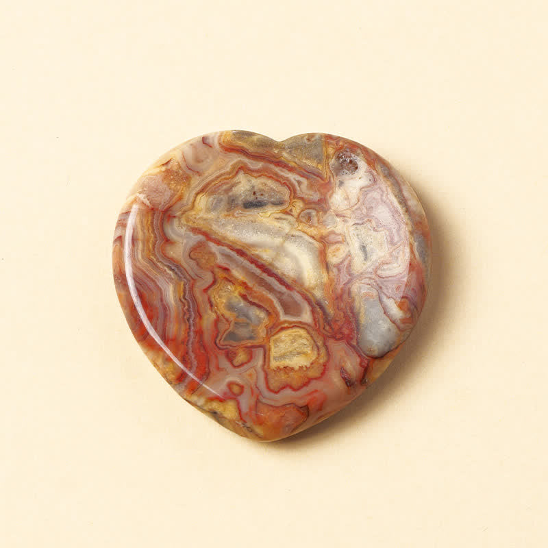 Buddha Stones ハート型の心配解消ストーン オパール ローズクォーツ モチベーション クリスタル装飾 4*4*0.7cm - 天然レースアゲート（色味は個体差があります） - 4×4×0.7cm - image 23