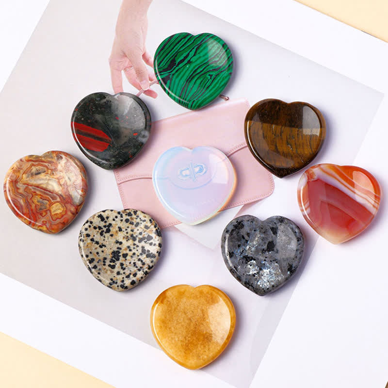 Buddha Stones ハート型の心配解消ストーン オパール ローズクォーツ モチベーション クリスタル装飾 4*4*0.7cm - image 25
