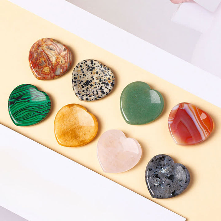 Buddha Stones ハート型の心配解消ストーン オパール ローズクォーツ モチベーション クリスタル装飾 4*4*0.7cm - image 0