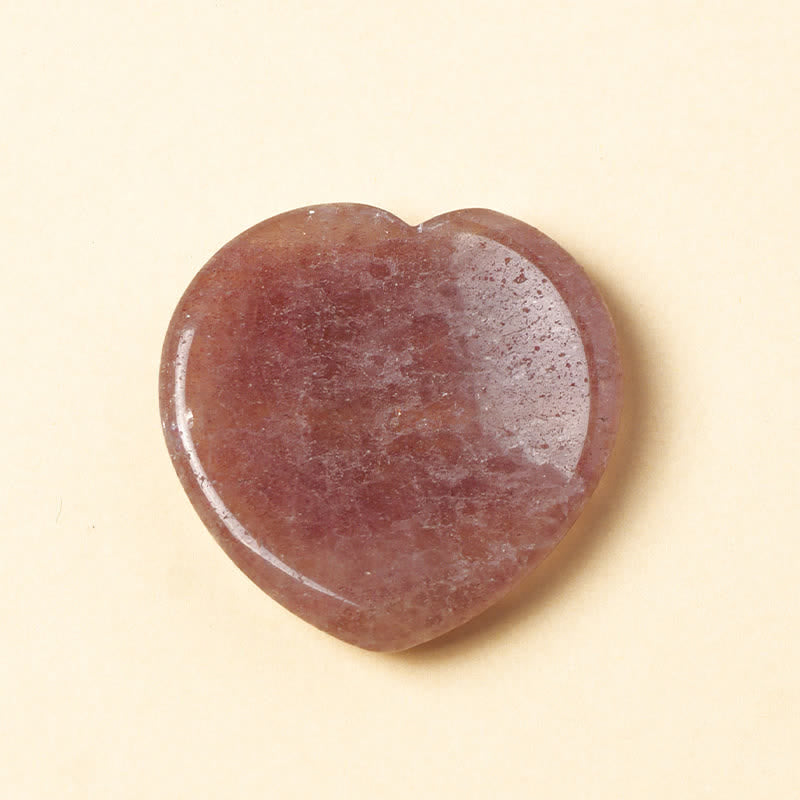 Buddha Stones ハート型の心配解消ストーン オパール ローズクォーツ モチベーション クリスタル装飾 4*4*0.7cm - 天然ストロベリークォーツ（色合いは個体差があります） - 4×4×0.7cm - image 5