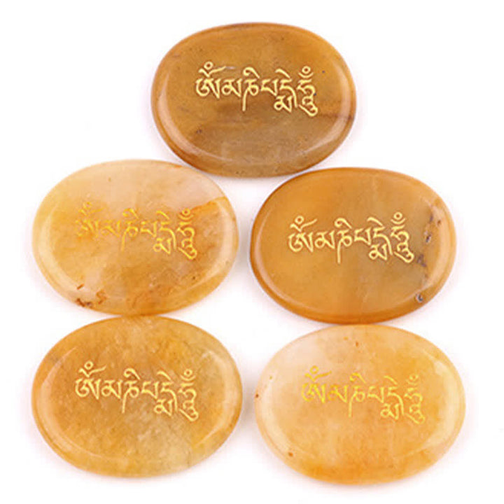 Buddha Stones オーム・マニ・パドメ・フムアメジスト タイガーアイ パームストーン クリスタル装飾 35*45mm - image 25