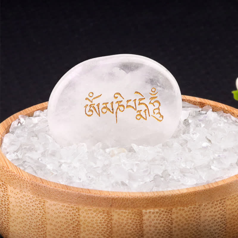 Buddha Stones オーム・マニ・パドメ・フムアメジスト タイガーアイ パームストーン クリスタル装飾 35*45mm - 天然クリアクォーツ（色味は個体差があります）35×45mm - image 30