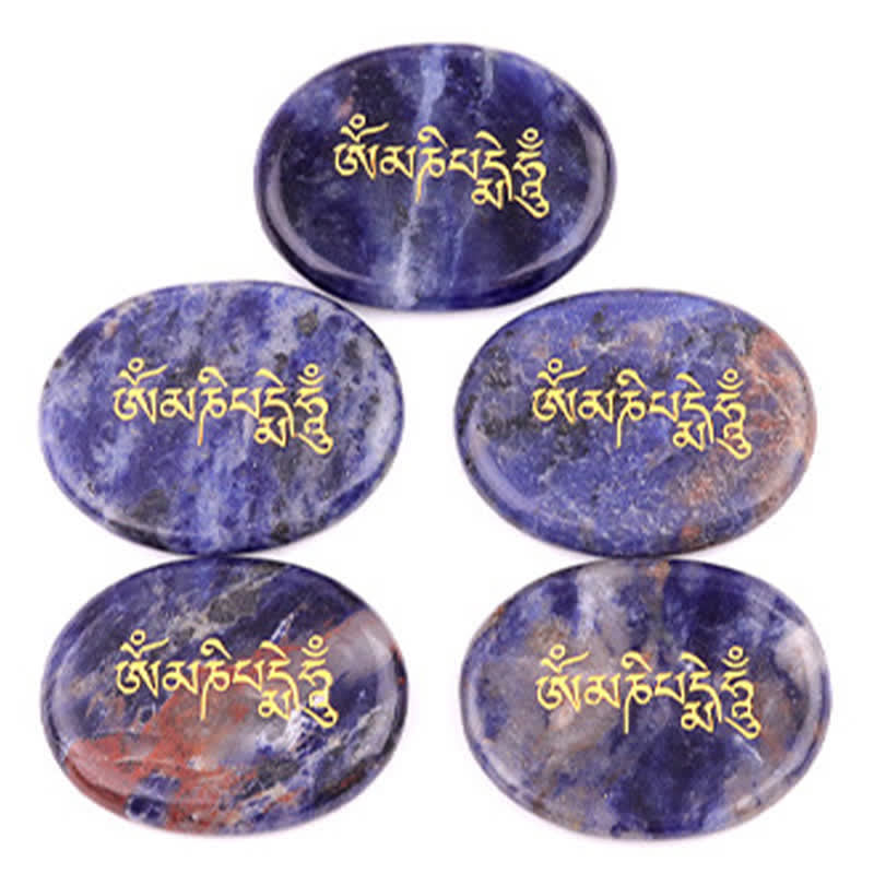 Buddha Stones オーム・マニ・パドメ・フムアメジスト タイガーアイ パームストーン クリスタル装飾 35*45mm - image 16