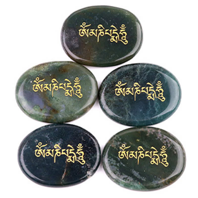 Buddha Stones オーム・マニ・パドメ・フムアメジスト タイガーアイ パームストーン クリスタル装飾 35*45mm - image 19