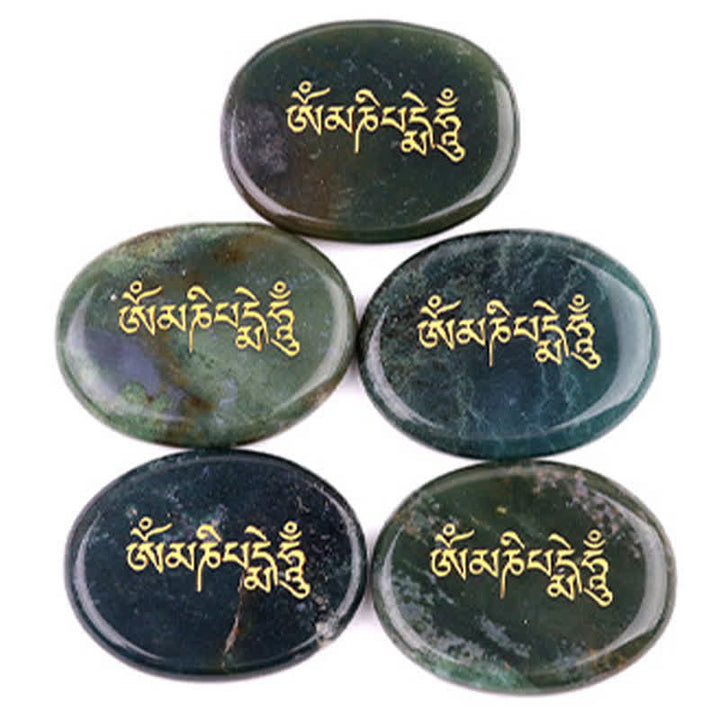 Buddha Stones オーム・マニ・パドメ・フムアメジスト タイガーアイ パームストーン クリスタル装飾 35*45mm - image 19