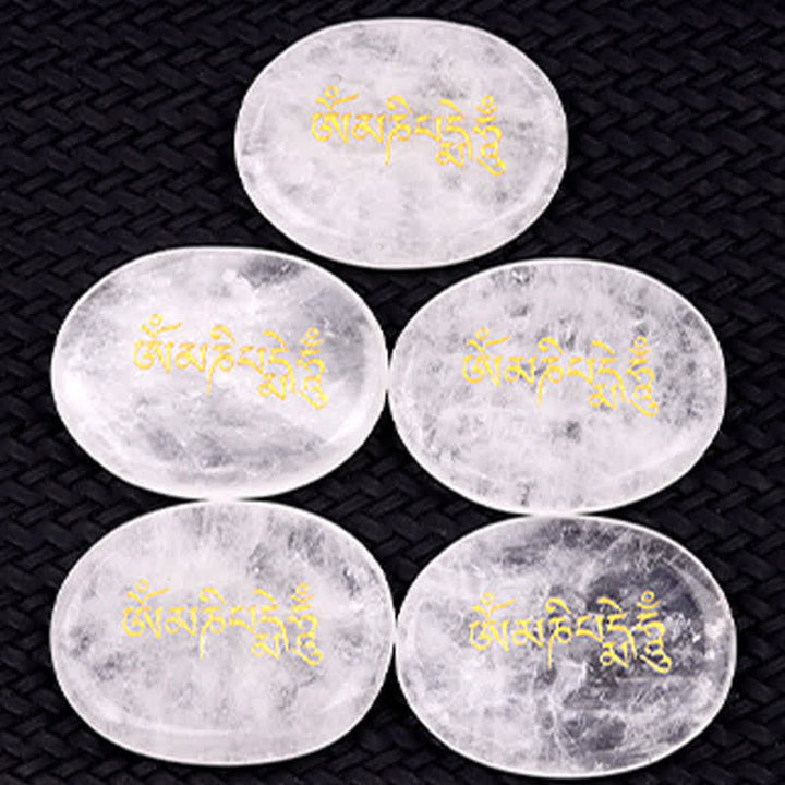 Buddha Stones オーム・マニ・パドメ・フムアメジスト タイガーアイ パームストーン クリスタル装飾 35*45mm - image 31