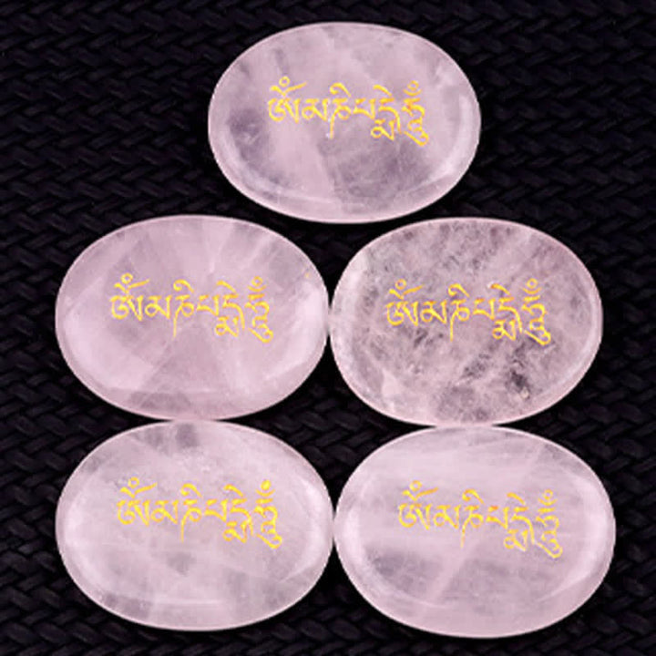 Buddha Stones オーム・マニ・パドメ・フムアメジスト タイガーアイ パームストーン クリスタル装飾 35*45mm - image 28