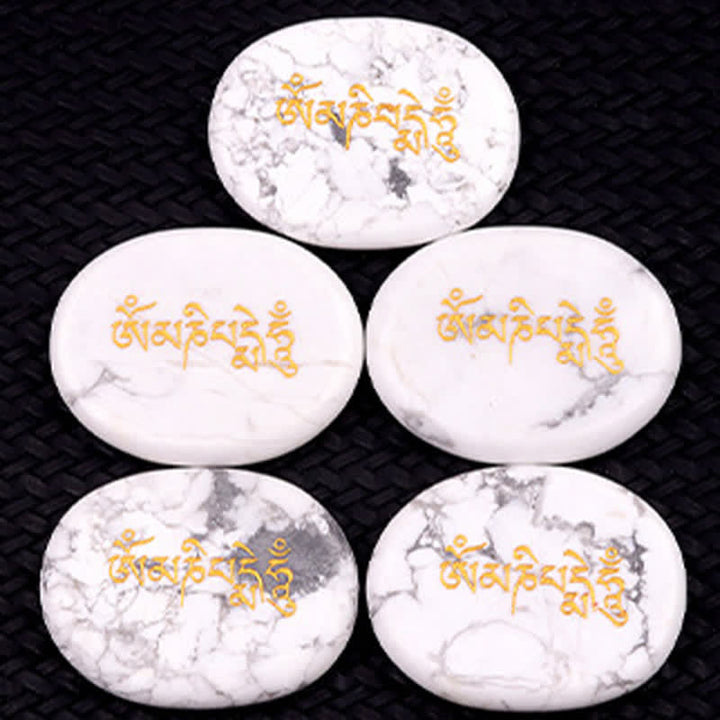 Buddha Stones オーム・マニ・パドメ・フムアメジスト タイガーアイ パームストーン クリスタル装飾 35*45mm - image 34