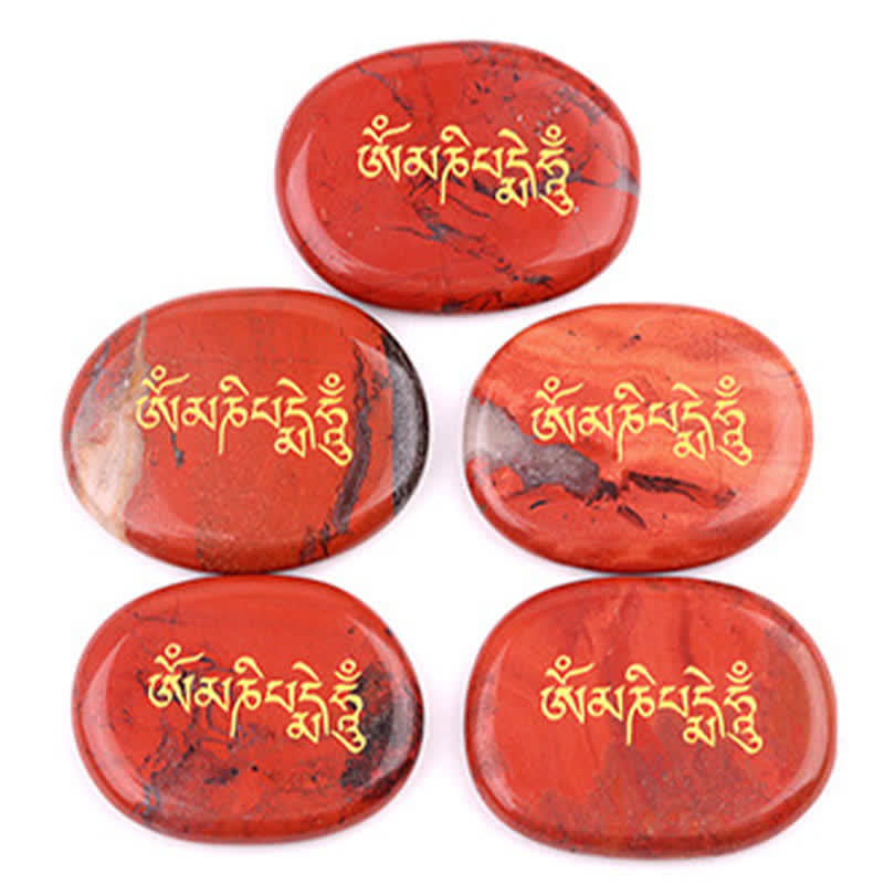 Buddha Stones オーム・マニ・パドメ・フムアメジスト タイガーアイ パームストーン クリスタル装飾 35*45mm - image 7