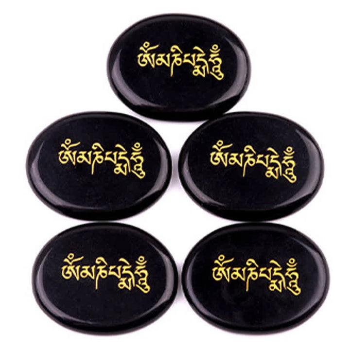 Buddha Stones オーム・マニ・パドメ・フムアメジスト タイガーアイ パームストーン クリスタル装飾 35*45mm - image 10